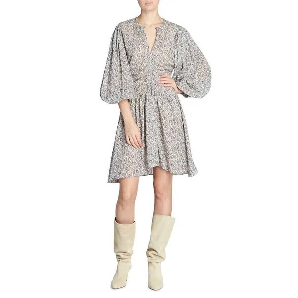 Isabel Marant Etoile women's Ruched Mini Dress In Floral Printed Size 42 US $475